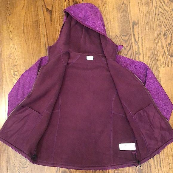 COLUMBIA Womens Raspberry Wine Knit Full Zip Fleece Lined Zip Pockets Hoodie Lrg - Picture 4 of 15